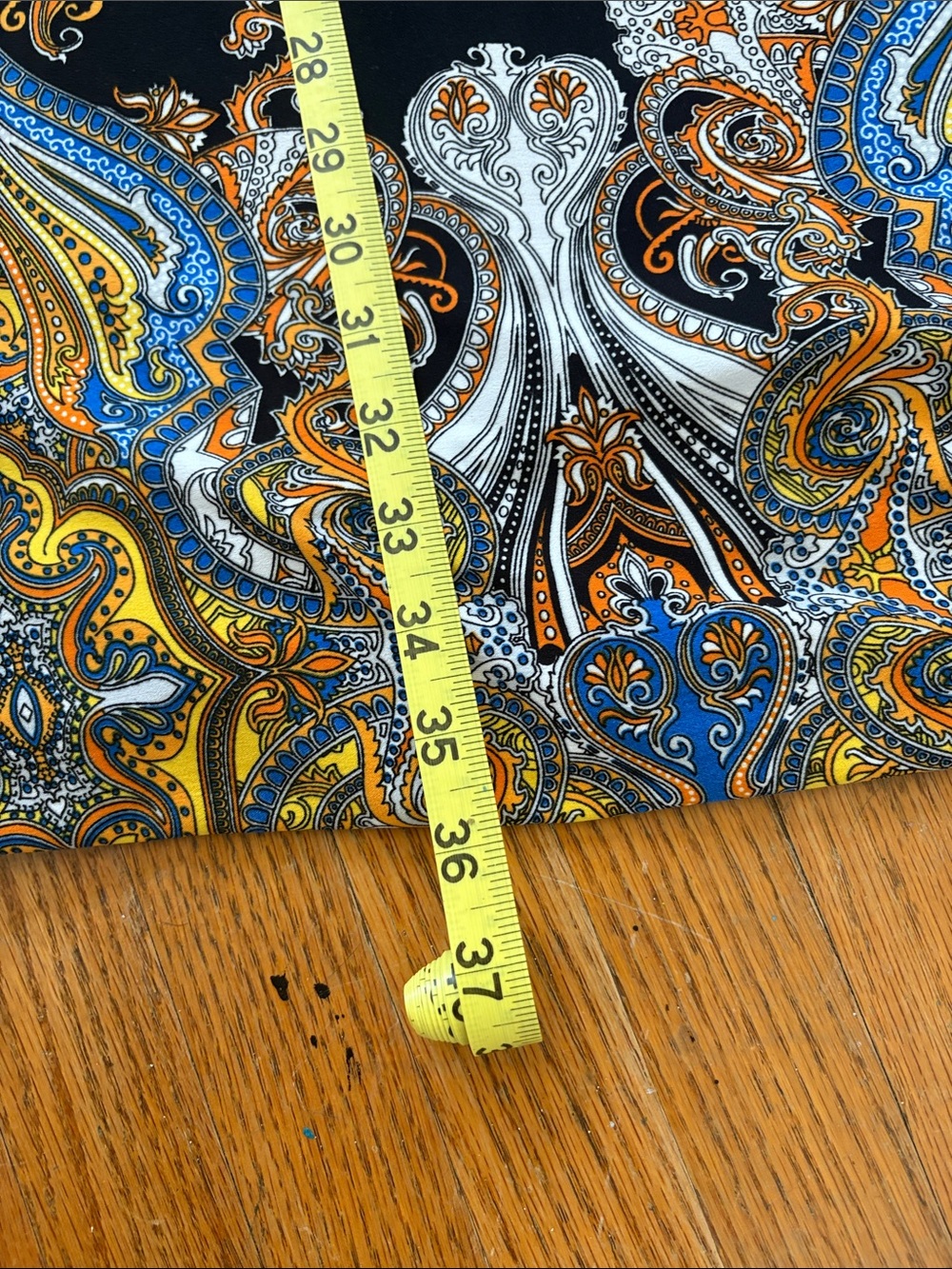 Joseph Ribkoff Black Midi Dress with Blue and Gold Paisley Trim - Picture 7 of 9